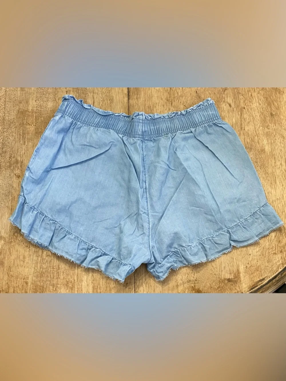 Aerie Women’s Sz M Chambray Ruffle‎ High Rise Shorts
